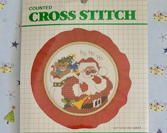 Vintage Counted Cross Stitch Santa Kit