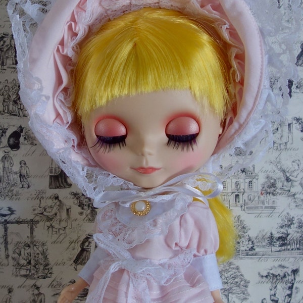 Victorian Pink Lady Dress & Bonnet Set * Blythe * Pullip *