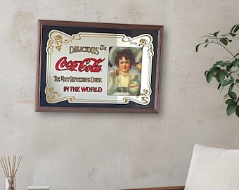 Vintage Coca Cola Mirror, Collector's Coca Cola Decor, Coca Cola