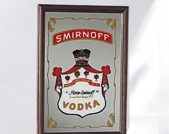 Smirnoff Vodka Wooden Framed Pub Mirror – 64cm x 44cm