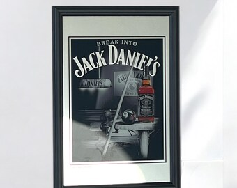 Jack Daniels Pool Wooden Framed Pub Mirror – 64cm x 44cm