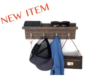 12" Custom Coat Rack with 4 black hooks