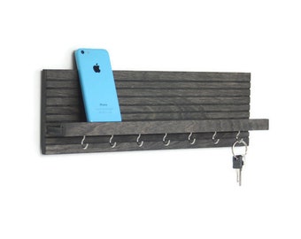 Modern Wood Key Holder (with Shelf)