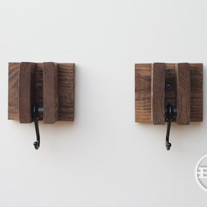 Rustic Wall Hooks (x2), Wall Hook, Wall Coat Hook, Rustic Coat Hooks, Coat Rack, Repurposed Wood, Coat Rack Hook, Rustic Decor, Reclaimed