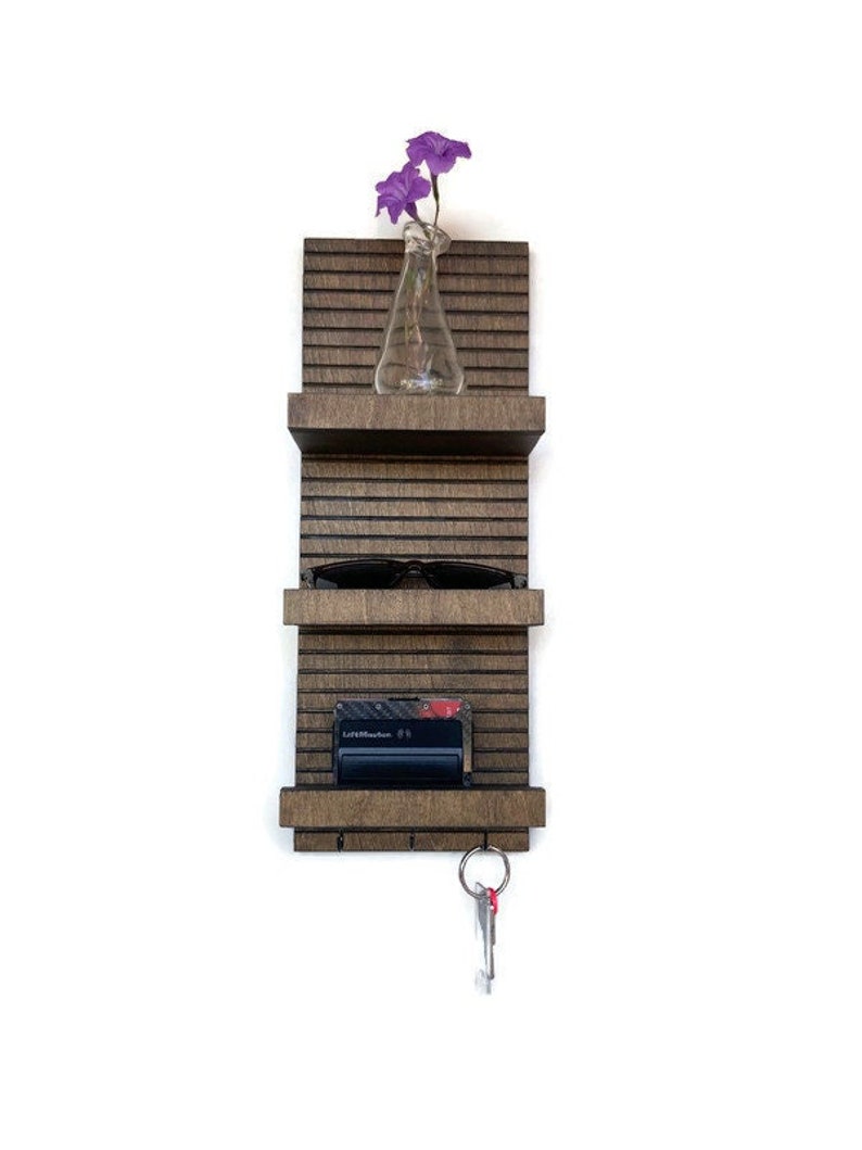 Vertical Key Holder With 3 Shelves and Key Hooks, Wood Key Holders, Key ...