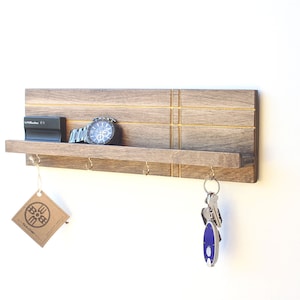 Shelf With Key Hooks, Key Holder for Wall, Key Rack, Entryway Wall Storage, Key Holder, Key Storage, Floating Shelf, Gift for Men