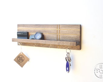 Key Holder for Wall - Entryway Organizer, Key Rack, Gifts for Men, Key Organizer, Jewelry Rack, Wood Shelf, Hanging Key Holder, Shelving