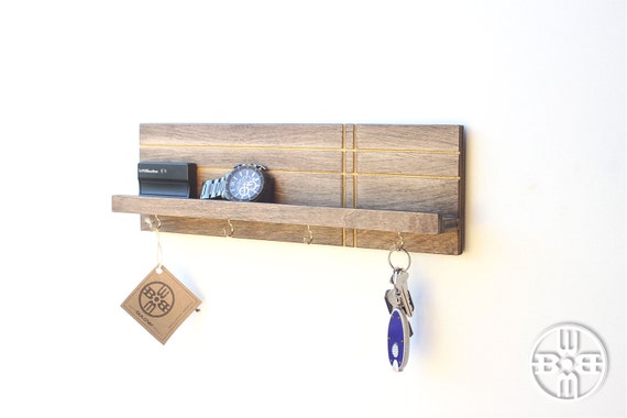 Entryway Storage Shelf With 4 Hooks Key Hook Wall Shelving 