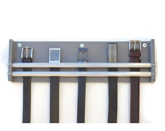Belt Rack - Gift for Men, Mens Belt Organizer, Belt Holder, Fathers Day Gift, Closet Organizer, Groomsmen Gifts, Tie Rack, Industrial Decor
