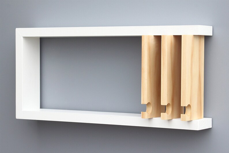 Wall Key Holder, Modern Shelf, White Key Shelf, Key Hanger, Solid Wood, Wood Shelf, Entryway Wall, Key and Mail Holder, image 3