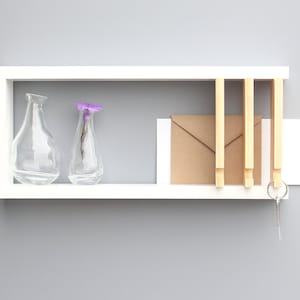 Entryway Organizer - Entryway Key Holder, Key Holder for Wall, Entryway Wall Hooks, Shelf With Hooks, Mail and Key Holder, Wall Hooks
