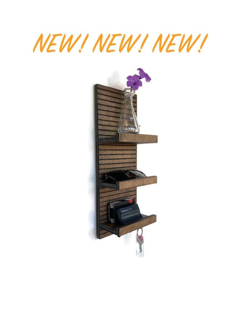 Vertical Key Holder With 3 Shelves and Key Hooks, Wood Key Holders, Key ...