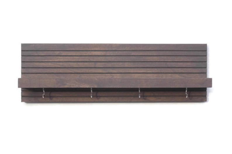 16 Dark Walnut Shelf With 7 Hooks Etsy