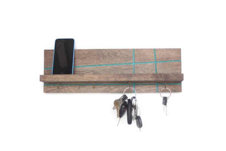 Key Holder For Wall Entryway Organizer Shelf With Hooks Mount Rack Hook Racks Mid Century Modern