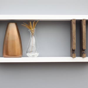 Wall Key Holder, Modern Shelf, White Key Shelf, Key Hanger, Solid Wood, Wood Shelf, Entryway Wall, Key and Mail Holder, image 4
