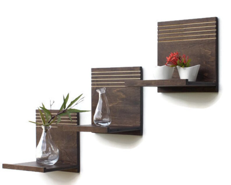 Floating Shelves x3 Wood Shelves Floating Wood Shelf Etsy