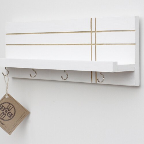 Key Holder for Wall Key Rack Shelf With Hooks Key Hooks Etsy