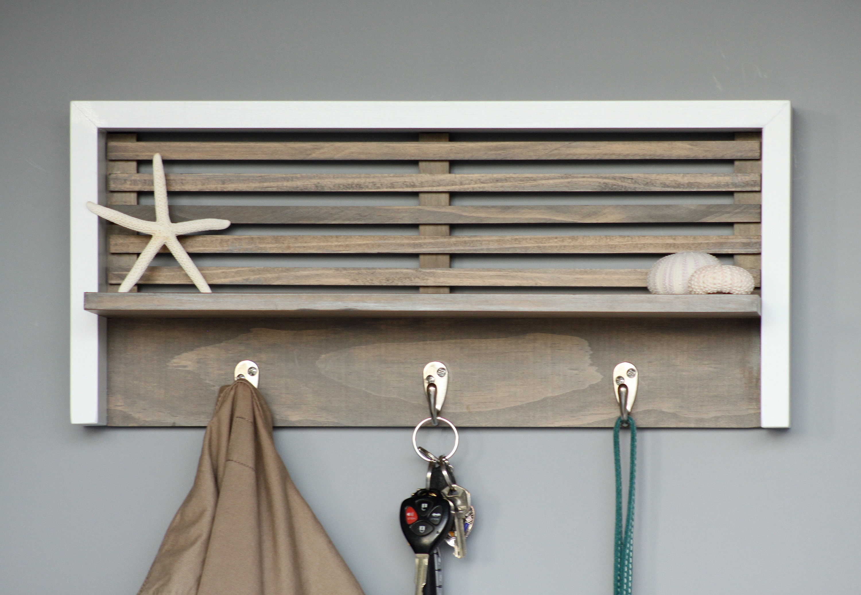 Buy Halifax 6 Hook Coat Rack in Black White Antique For Your Coastal Home, Coat Racks For Your Beach Cottage