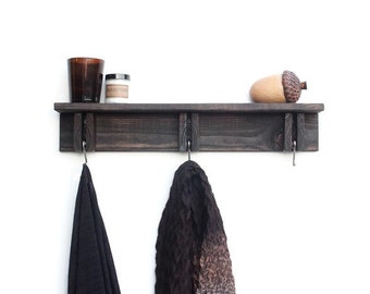 Rustic Shelf With Coat Hooks