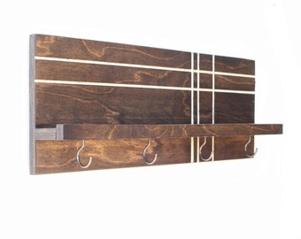 Modern Wood Shelf (with Hooks)