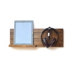 Headphone Stand Wall Mounted Headphone Holder Headphone Hook Headphone Rack iPad Holder Gift for Men iPad Stand Fathers Day Gift