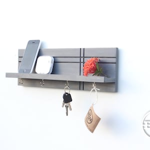 Shelf With Key Hooks - Entryway Organizer, Key Organizer, Wall Organizer, Key Storage, Wood Shelf, Hanging Key Holder, Entryway Key Holder