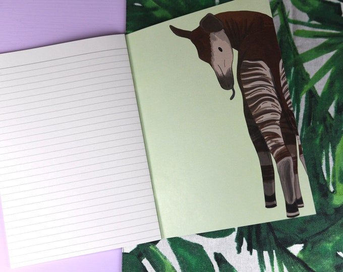 Okapi Notebook Lined Animal Notepad Stationery Addict Stationary Fan A5