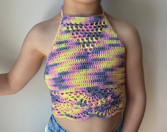 Crochet crop top for Girl/Handmade summer top/Girl halter top/Handmade gift