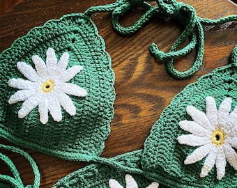 Crochet Daisy bikini set/Crochet swimwear/Crochet beachwear/Handmade set