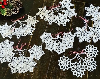 Set of 28 crochet snowflakes, Christmas tree decoration, Christmas ornaments, Xmas, handmade gift