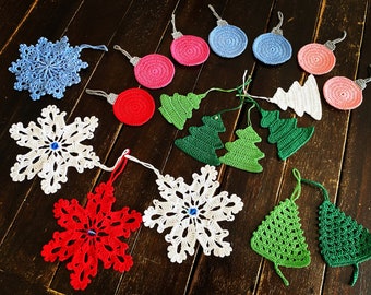 Adornos navideños de crochet/Adornos para árbol de Navidad hechos a mano/Decoración del hogar/Regalo hecho a mano