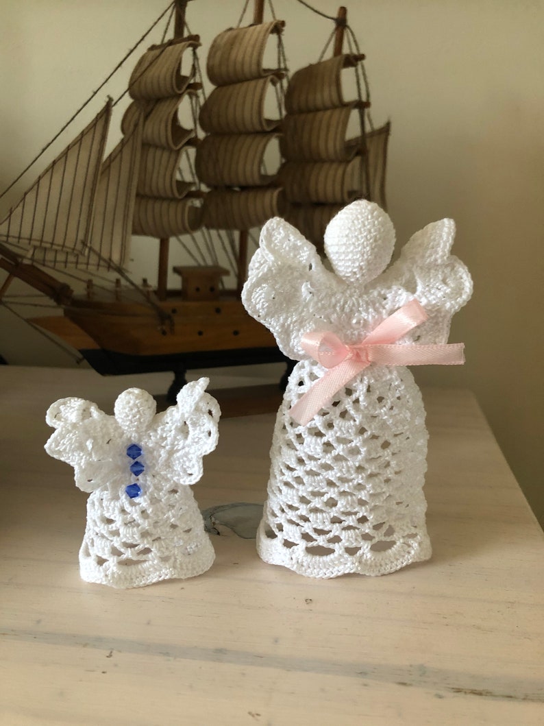 Large crochet standing angelChristmas ornamentXmas tree topperDecorationHandmade gift