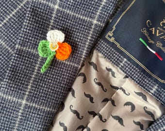 Crochet Shamrock brooch/Irish flag shamrock/Handmade pin