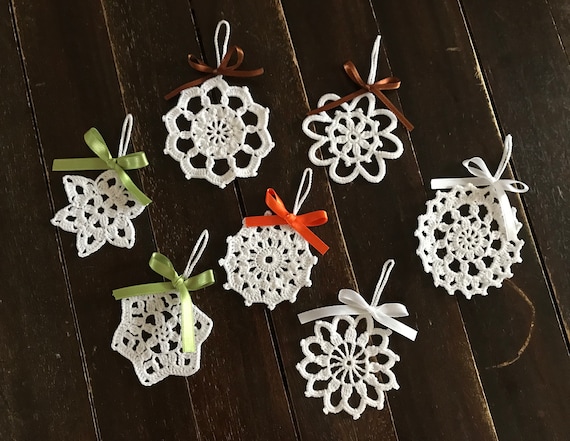 White Crochet Christmas Snowflakes, Set of 7 Crochet  display picture 1