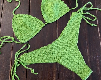 Ensemble bikini au crochet/Brésilien taille haute/Maillots de bain au crochet/Cadeau fait main pour elle