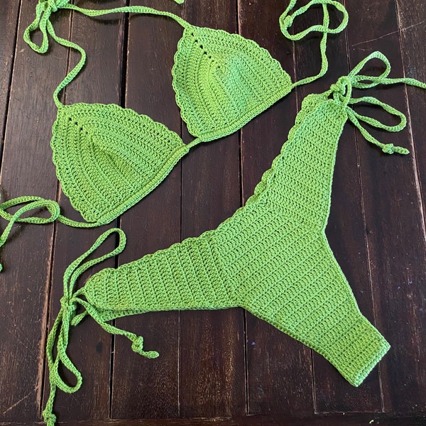 Crochet bikini set/High hip brazilian/Crochet swimwear/Handmade gift for her