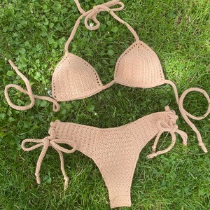 Set bikini all'uncinetto/Brasiliano alla moda/Costumi da bagno all'uncinetto/Regalo fatto a mano per lei immagine 2