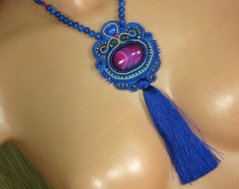 Nappa di soutache collana zaffiro