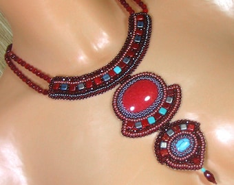 Necklace burgundy-red "Fascination"