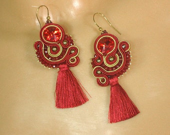 Parisanki-soutache earrings with tassel