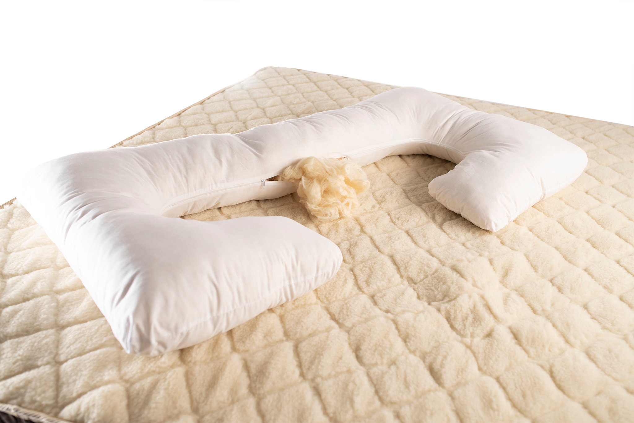 Pregnancy Pillow, C Shaped Pillow, Wool Pillow, Linen Cover Pillow, Full Body Pillow, Wool