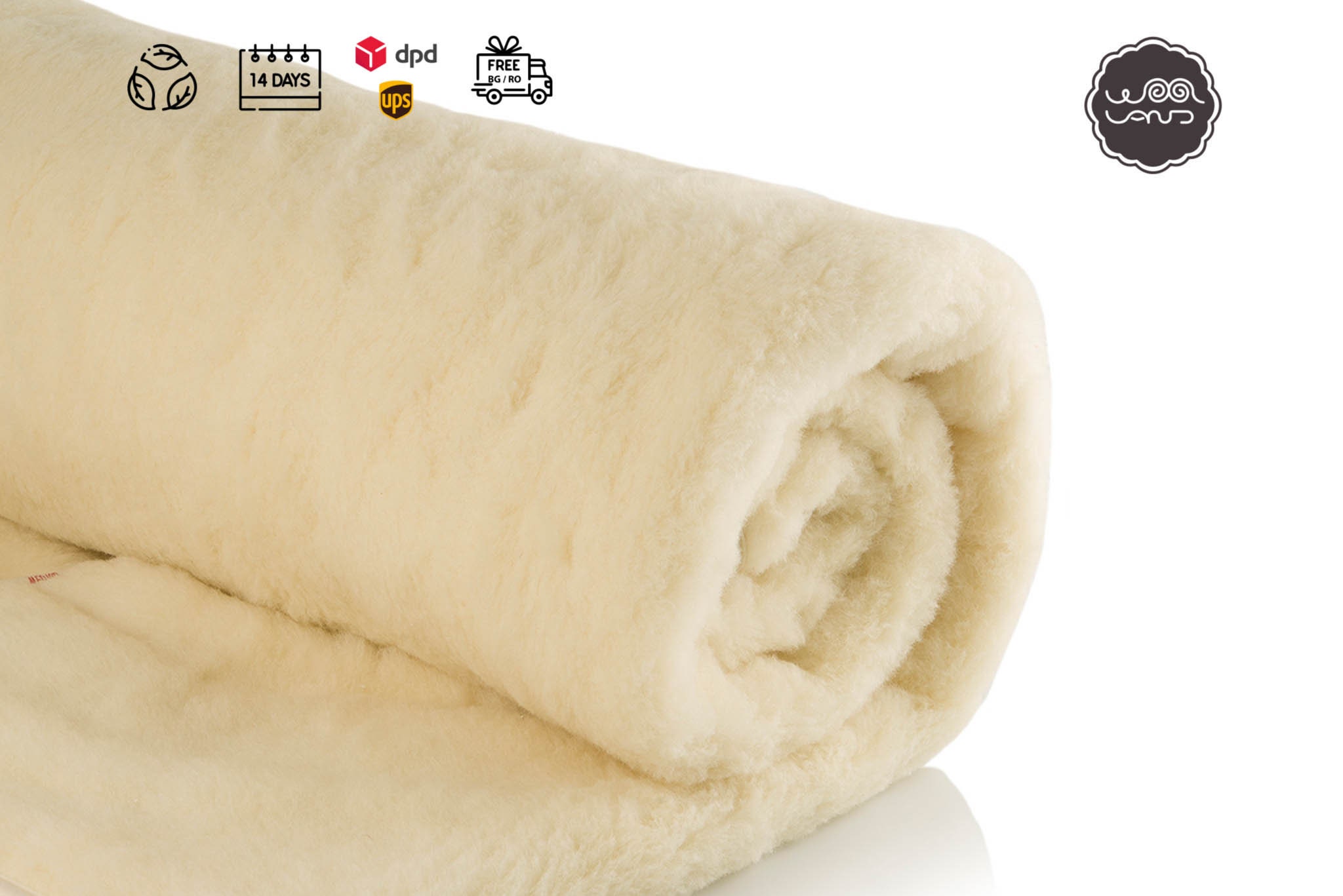 100 gram Woolly White wool roving  100% European eco Merino wool