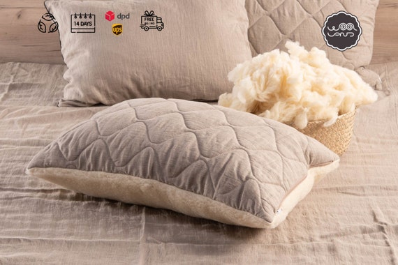 Merino Wool Pillow, Natural Pillow, Pillow Filled Wool, Two Sided, Merino  Wool Pillow, Housewarming Gift, Comfortable Pillow, Family Gift 
