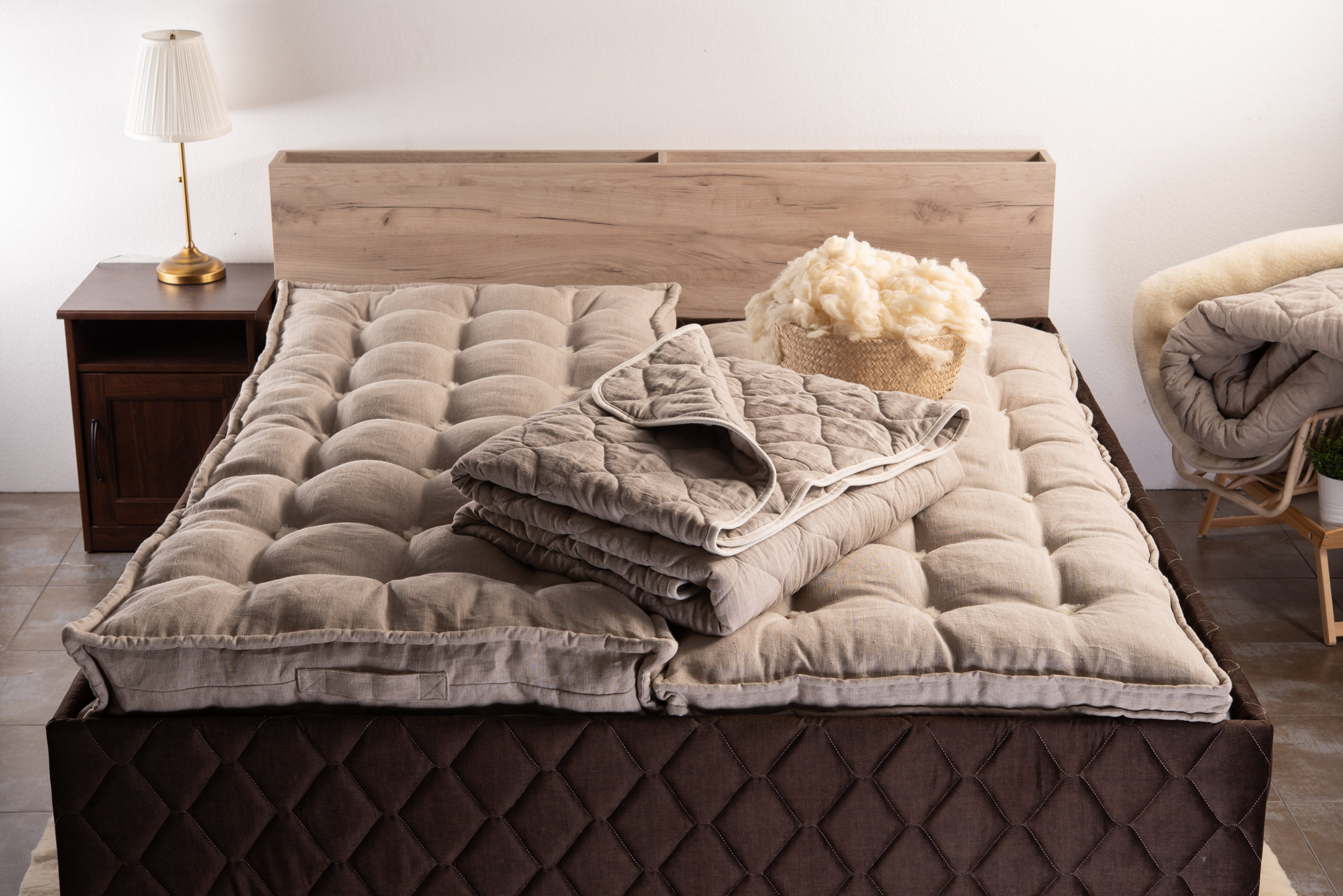 Linen Quilt Wool Filled Linen Blanket Wool Stuffed Linen - Etsy