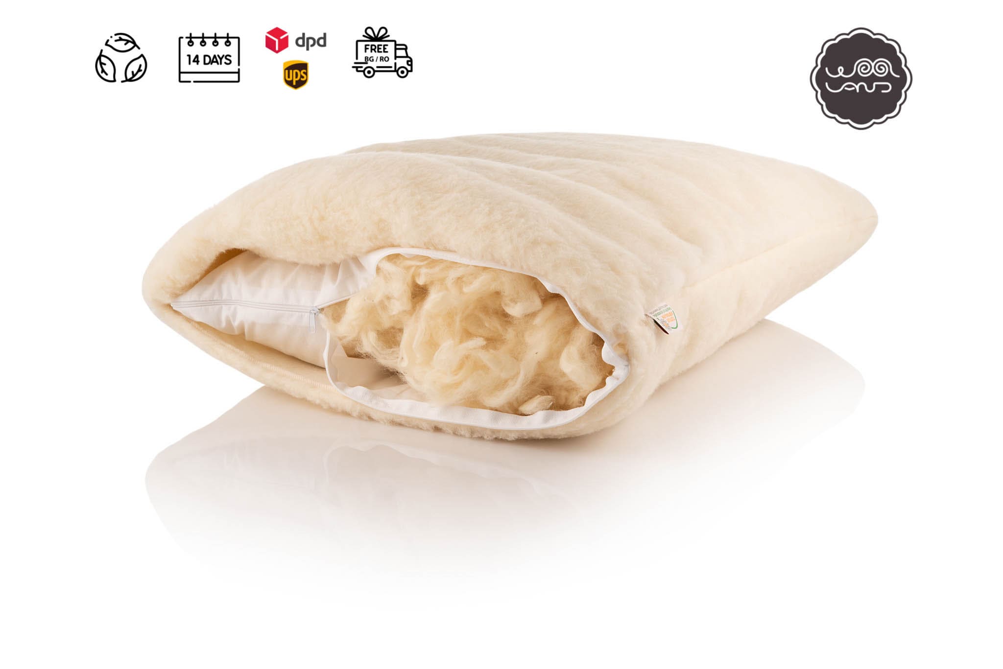 Cuscino in lana biologica, cuscino per dormire, federa in lana, imbottitura in lana grezza, cuscino morbido, cuscino da letto ipoallergenico, cuscino da letto, regalo di nozze