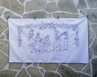 Vintage Hand Embroidered Tapestry: Bulgarian Folk Art Wall Decor (30.7 x 54.3")
