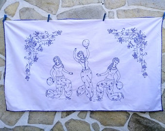 Hand Embroidered Folk Art Tapestry: Vintage Bulgarian Wall Decor (31.5 x 54.7")