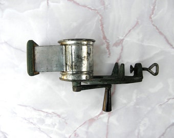 Vintage Bulgarian Drum Grater: Green Kitchen Tool for Nutmeg, Nuts, Cheese