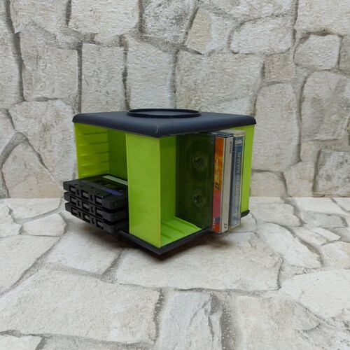 On Sale, Vintage Cassette Carousel Holds 20/32 Tapes Bar Green In Color