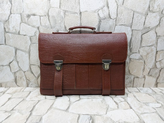 ON SALE Briefcase Vintage Brown Genuine Leather Briefcase Hand 
